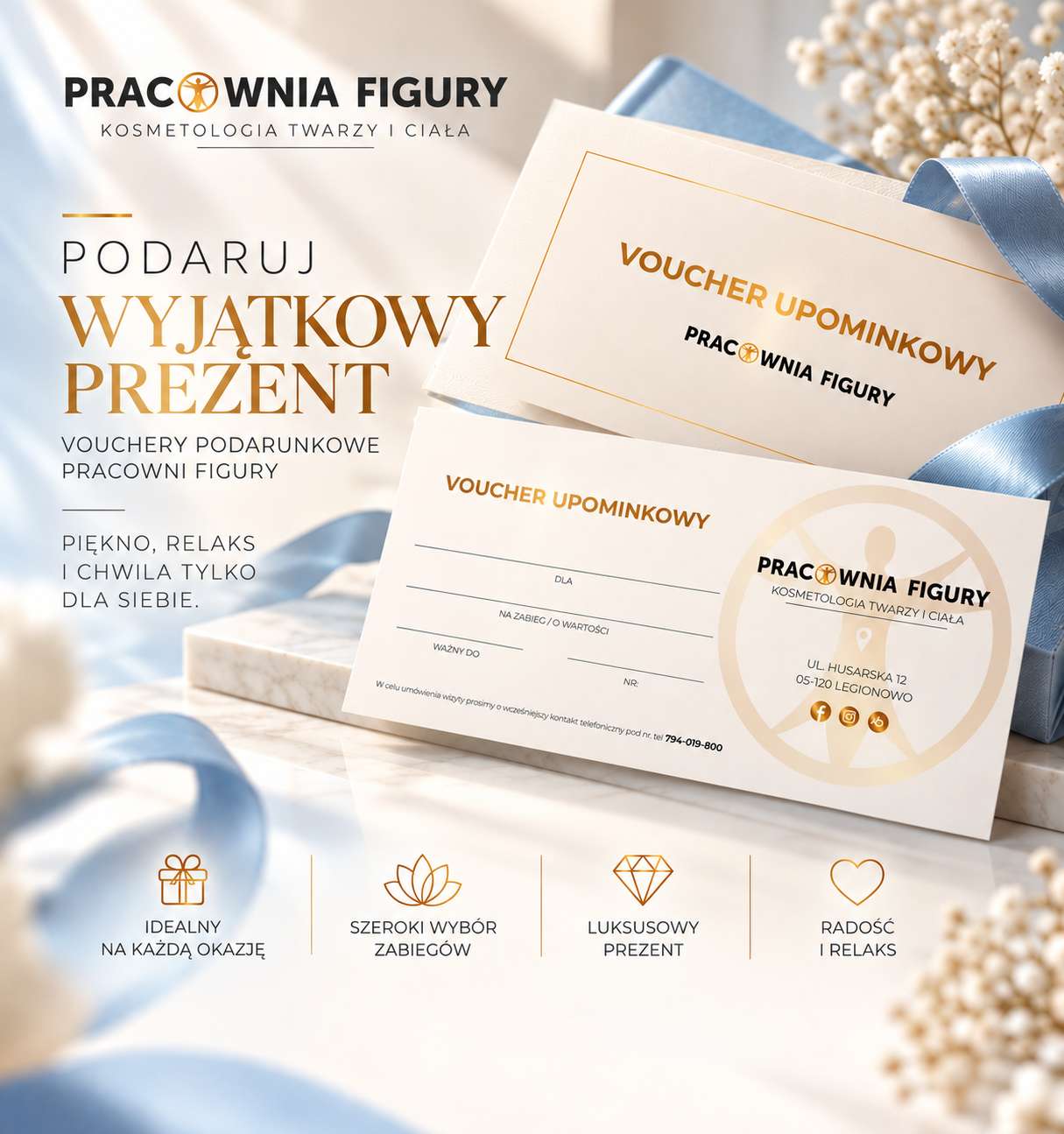 Karta podarunkowa Pracowni Figury w Legionowie - voucher upominkowy w kopercie